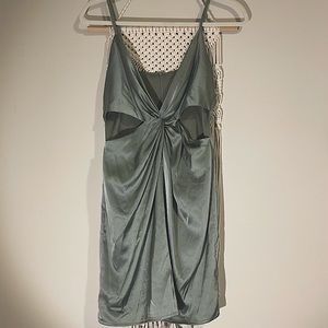 Silk Green Twist Mini Dress